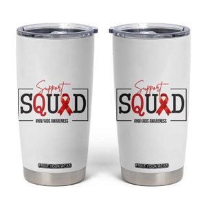 Support Squad Red Ribbon HIV AIDS Awareness Month Gift Tumbler Cup TS12 White Print Your Wear