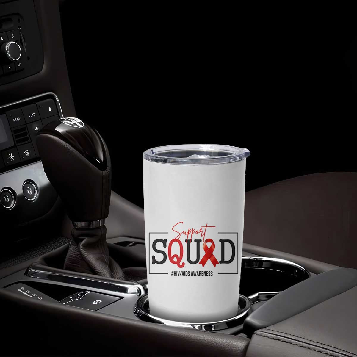 Support Squad Red Ribbon HIV AIDS Awareness Month Gift Tumbler Cup TS12 Print Your Wear