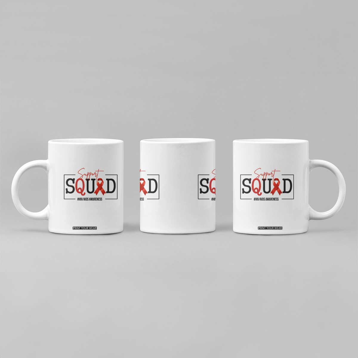 Support Squad Red Ribbon HIV AIDS Awareness Month Gift Coffee Mug TS12 Print Your Wear