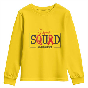 Support Squad Red Ribbon HIV AIDS Awareness Month Gift Youth Sweatshirt TS12 Daisy Print Your Wear
