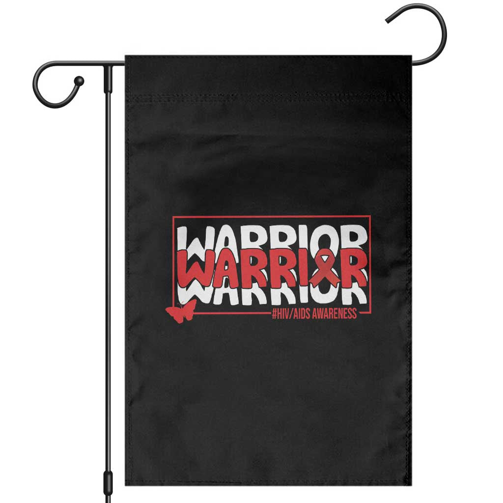 HIV Awareness Warrior Garden Flag Red Ribbon Fighter Gift TS12 Black Print Your Wear