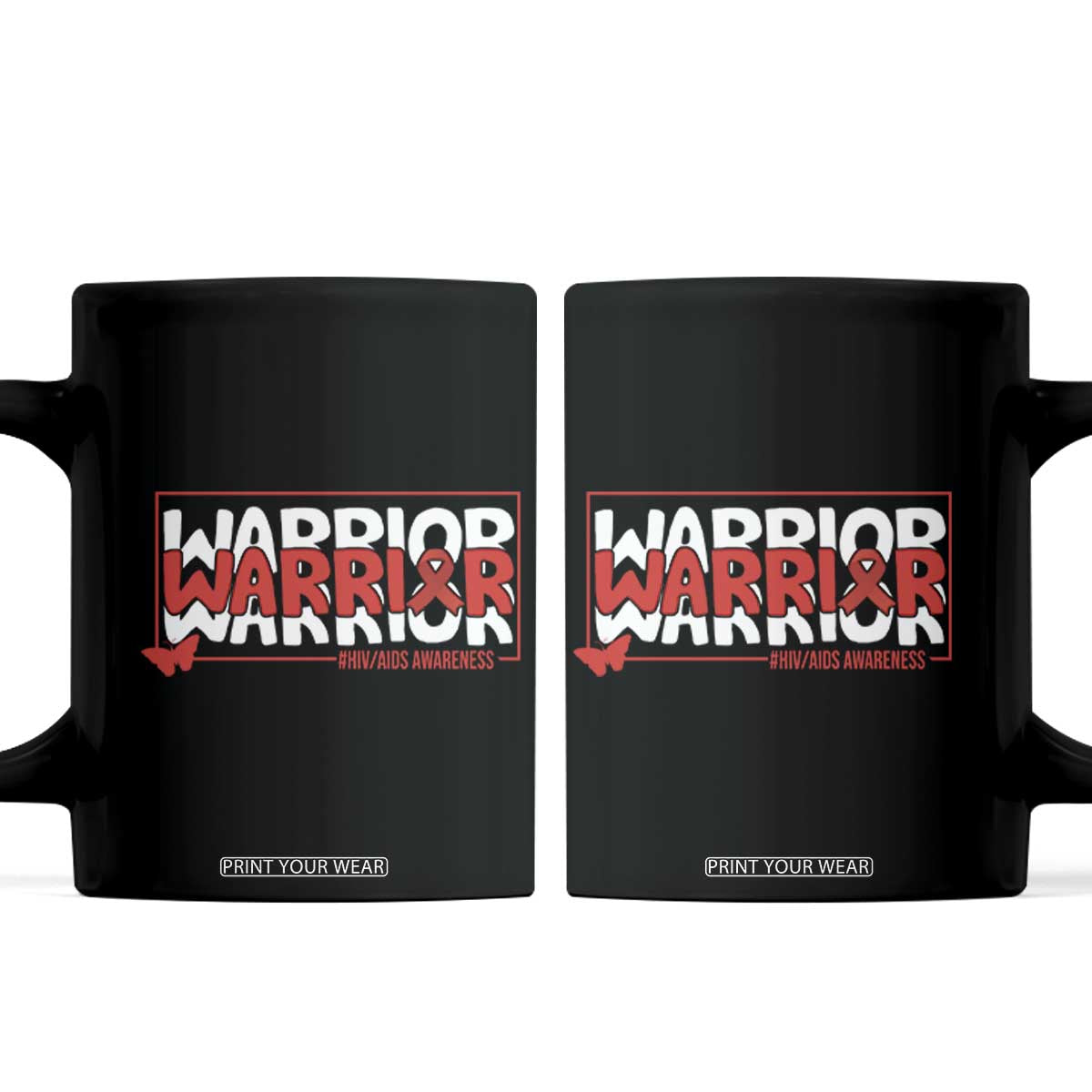 HIV Awareness Warrior Coffee Mug Red Ribbon Fighter Gift TS12 Black Print Your Wear
