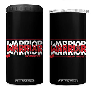 HIV Awareness Warrior 4 in 1 Can Cooler Tumbler Red Ribbon Fighter Gift TS12 One Size: 16 oz Black Print Your Wear