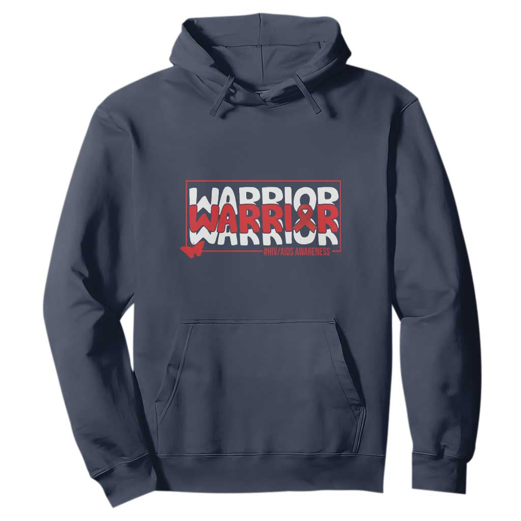 HIV Awareness Warrior Hoodie Red Ribbon Fighter Gift TS12 Navy Print Your Wear