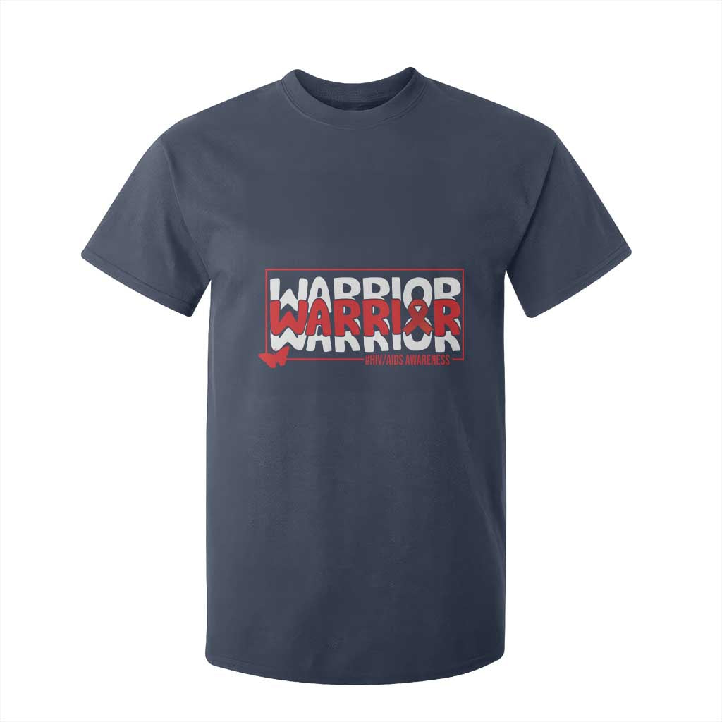 HIV Awareness Warrior T Shirt For Kid Red Ribbon Fighter Gift TS12 Navy Print Your Wear