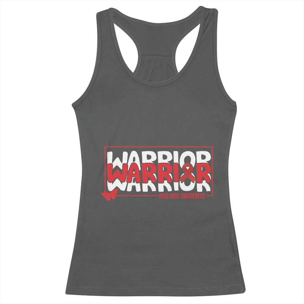 HIV Awareness Warrior Racerback Tank Top Red Ribbon Fighter Gift TS12 Dark Heather Print Your Wear