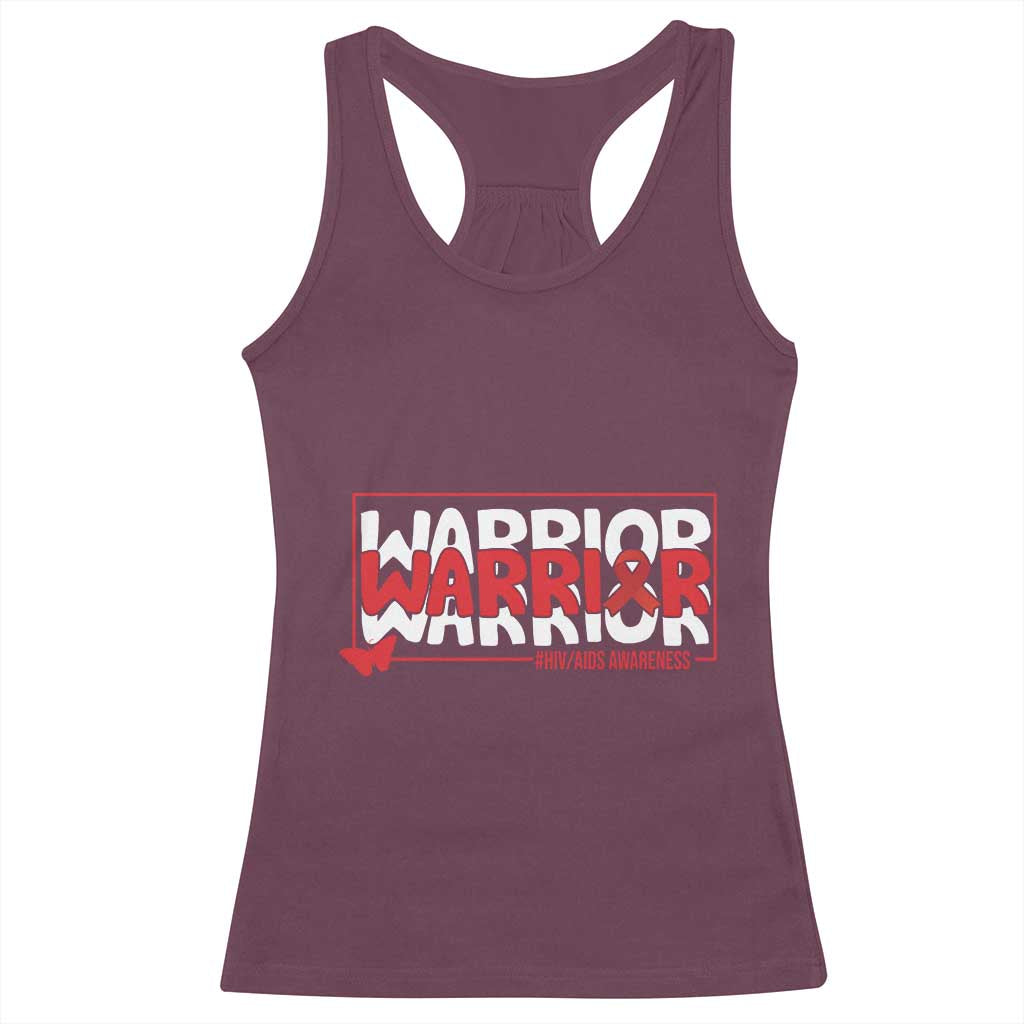HIV Awareness Warrior Racerback Tank Top Red Ribbon Fighter Gift TS12 Maroon Print Your Wear