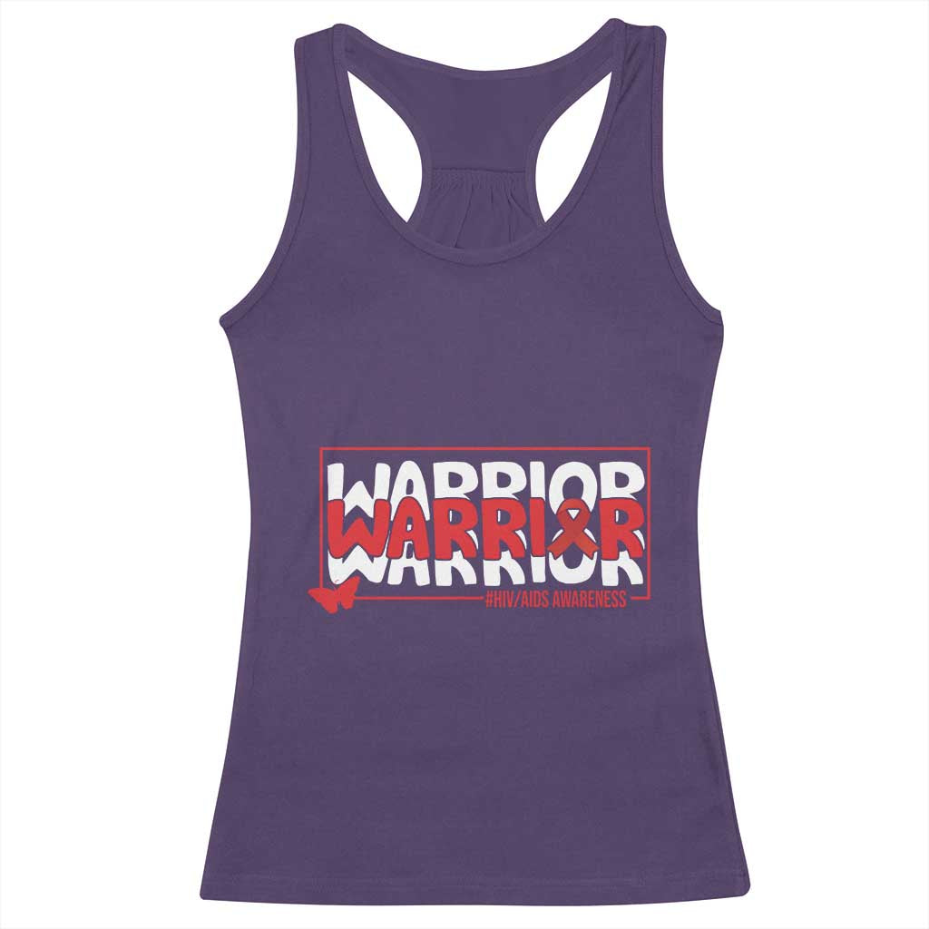 HIV Awareness Warrior Racerback Tank Top Red Ribbon Fighter Gift TS12 Purple Print Your Wear