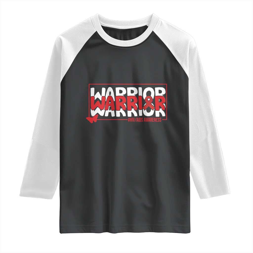 HIV Awareness Warrior Raglan Shirt Red Ribbon Fighter Gift TS12 Black White Print Your Wear