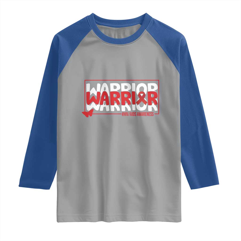 HIV Awareness Warrior Raglan Shirt Red Ribbon Fighter Gift TS12 Sport Gray Royal Print Your Wear