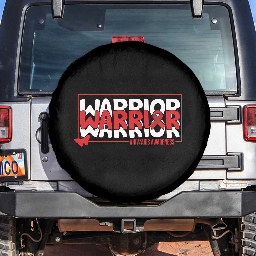 HIV Awareness Warrior Spare Tire Cover Red Ribbon Fighter Gift TS12 No hole Black Print Your Wear