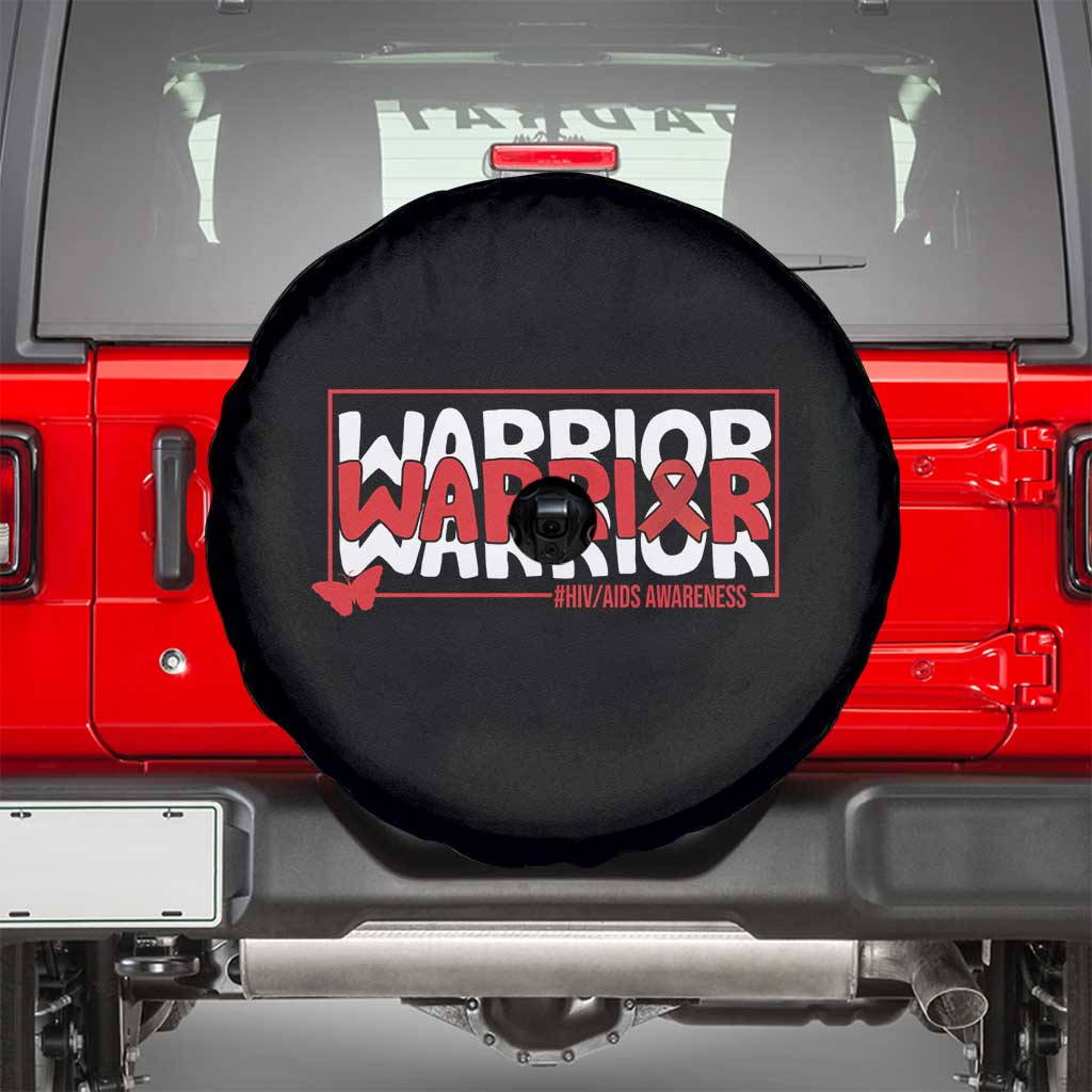 HIV Awareness Warrior Spare Tire Cover Red Ribbon Fighter Gift TS12 Black Print Your Wear