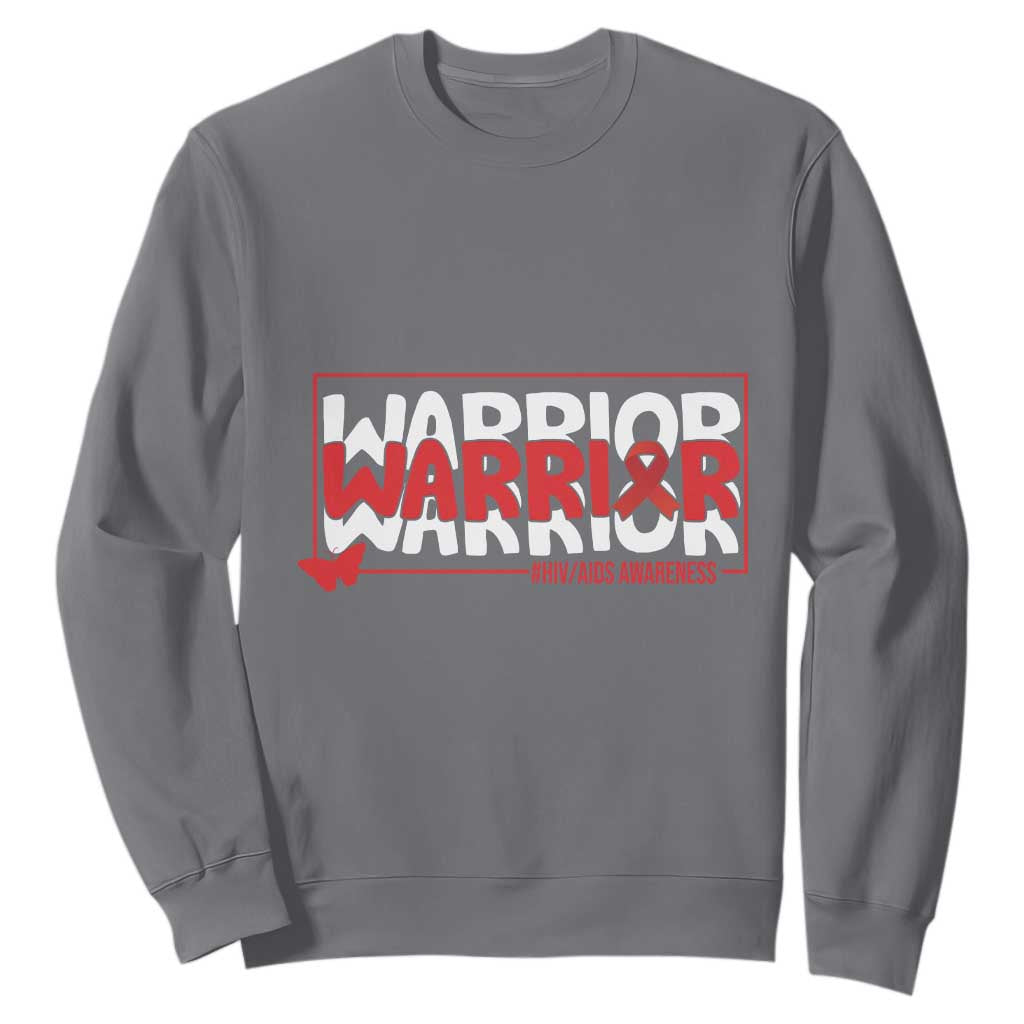 HIV Awareness Warrior Sweatshirt Red Ribbon Fighter Gift TS12 Charcoal Print Your Wear