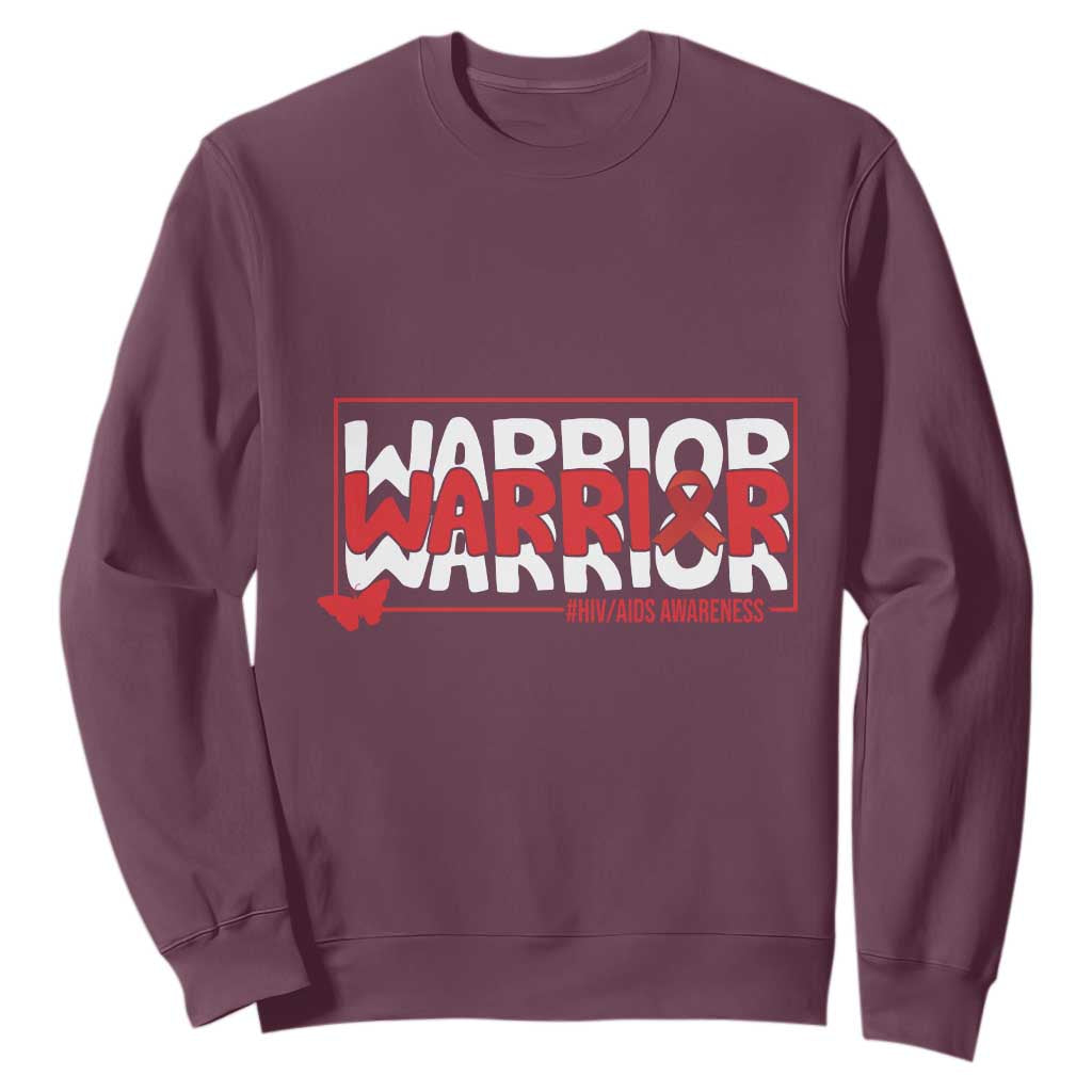 HIV Awareness Warrior Sweatshirt Red Ribbon Fighter Gift TS12 Maroon Print Your Wear