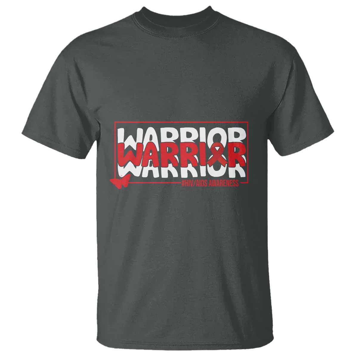 HIV Awareness Warrior T Shirt Red Ribbon Fighter Gift TS12 Dark Heather Print Your Wear
