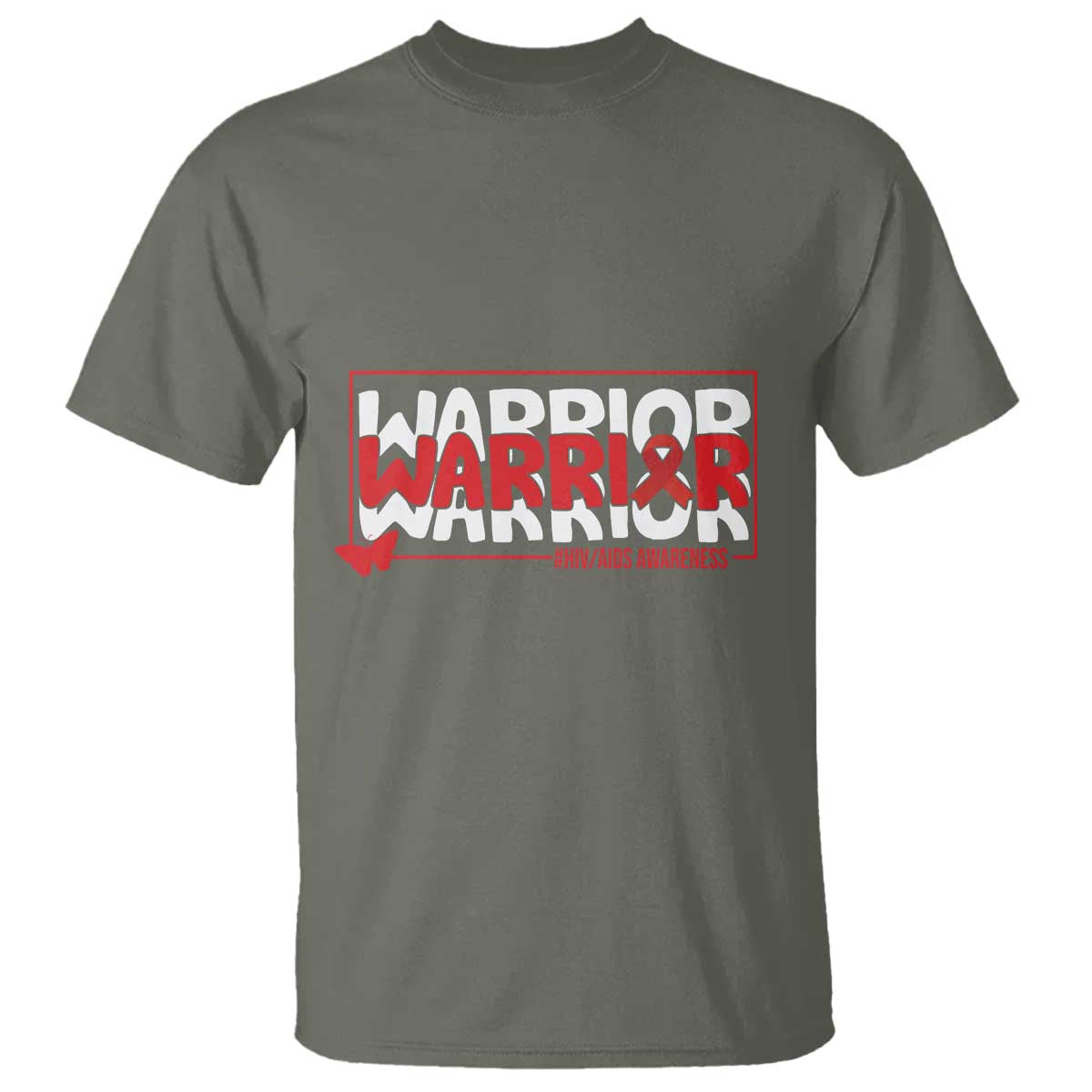 HIV Awareness Warrior T Shirt Red Ribbon Fighter Gift TS12 Military Green Print Your Wear