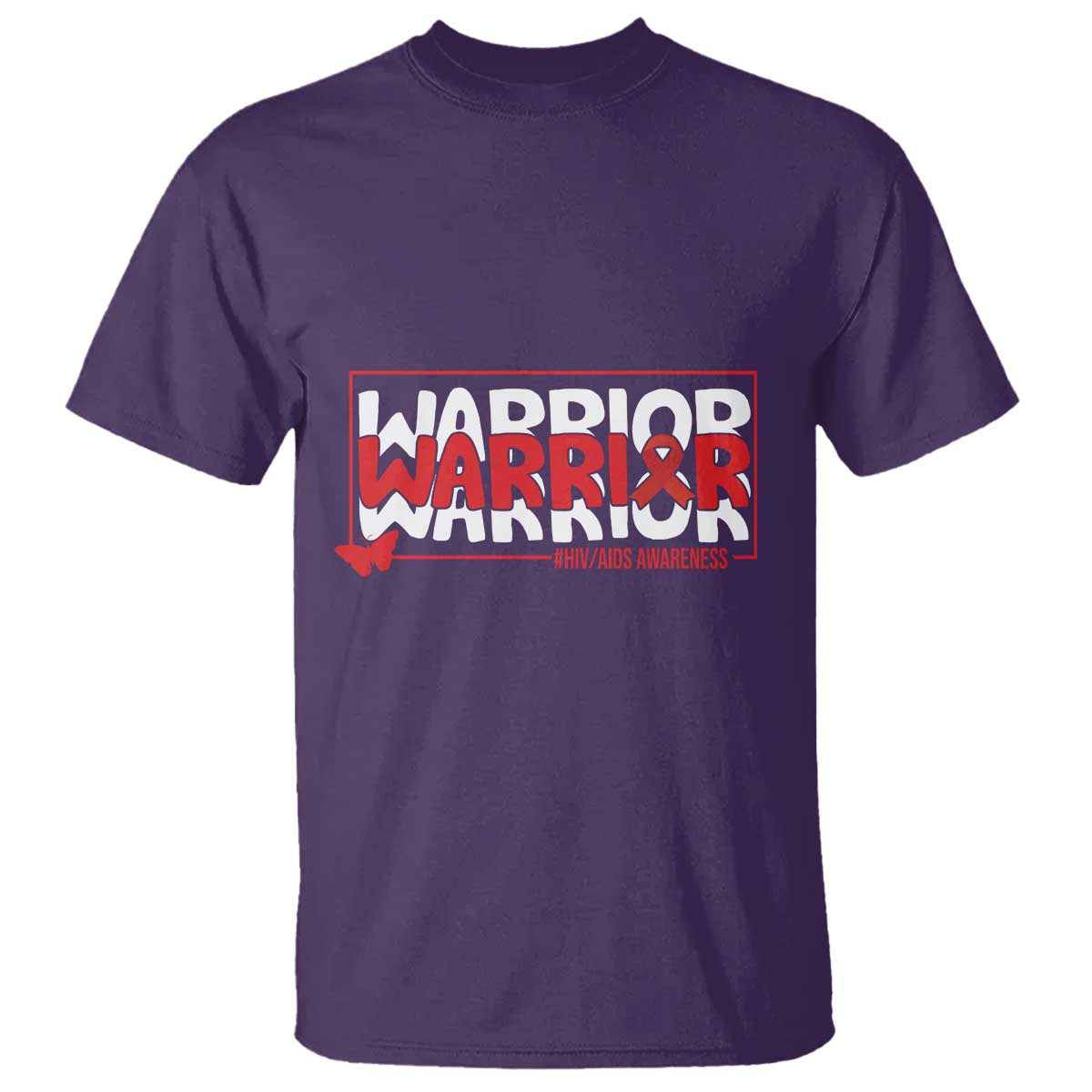 HIV Awareness Warrior T Shirt Red Ribbon Fighter Gift TS12 Purple Print Your Wear