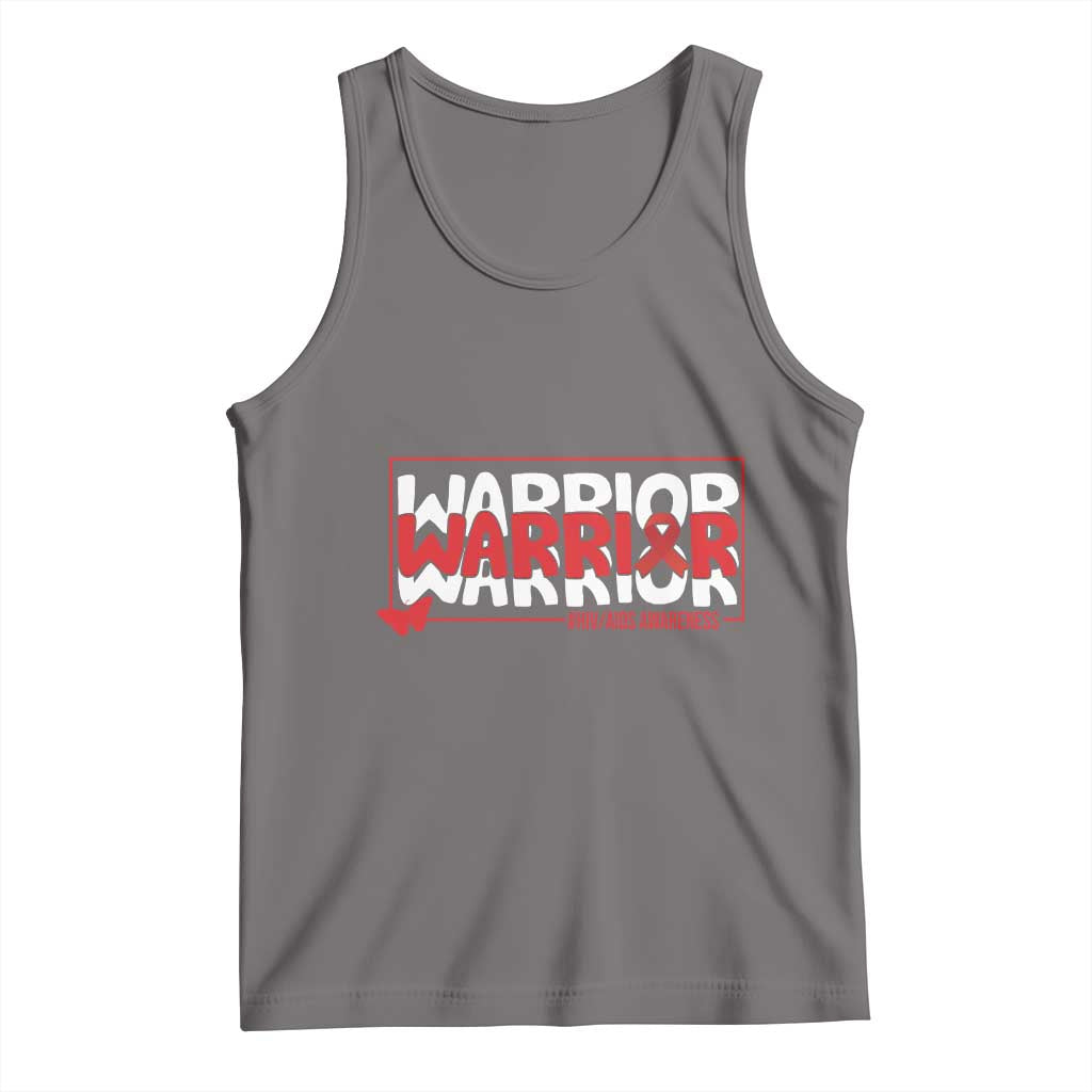 HIV Awareness Warrior Tank Top Red Ribbon Fighter Gift TS12 Deep Heather Print Your Wear