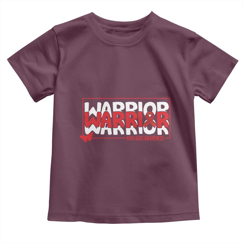 HIV Awareness Warrior Toddler T Shirt Red Ribbon Fighter Gift TS12 Maroon Print Your Wear