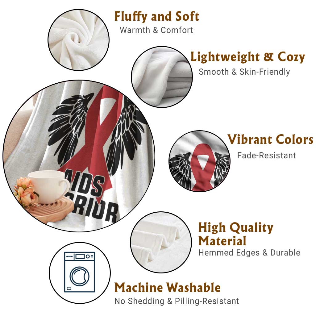 Aids Warrior Throw Blanket Red Ribbon HIV Awareness Gift TS12 Print Your Wear