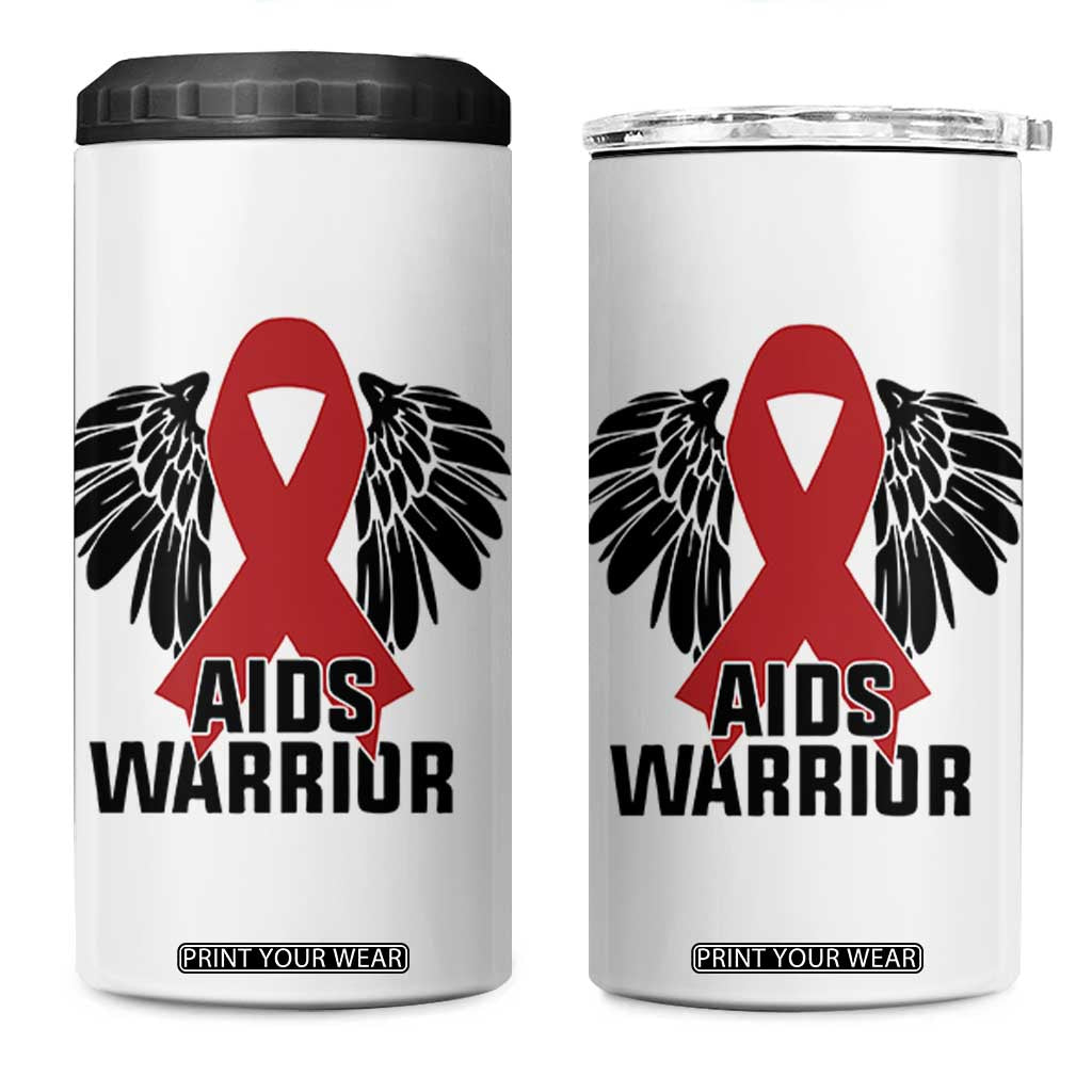 Aids Warrior 4 in 1 Can Cooler Tumbler Red Ribbon HIV Awareness Gift TS12 One Size: 16 oz White Print Your Wear