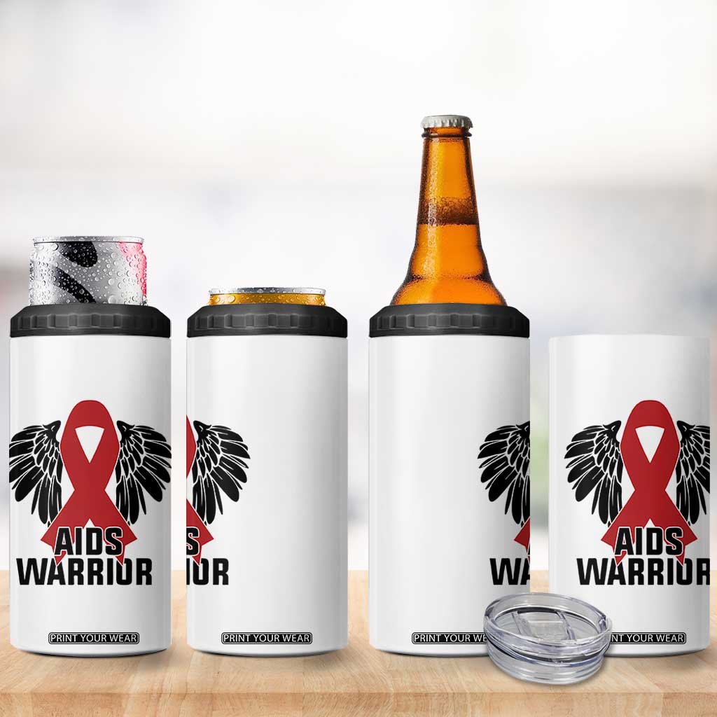 Aids Warrior 4 in 1 Can Cooler Tumbler Red Ribbon HIV Awareness Gift TS12 Print Your Wear