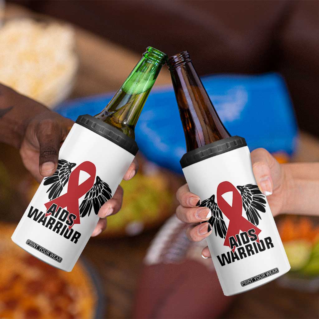 Aids Warrior 4 in 1 Can Cooler Tumbler Red Ribbon HIV Awareness Gift TS12 Print Your Wear