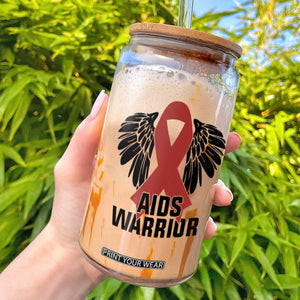 Aids Warrior Glass Can Red Ribbon HIV Awareness Gift TS12 White Print Your Wear
