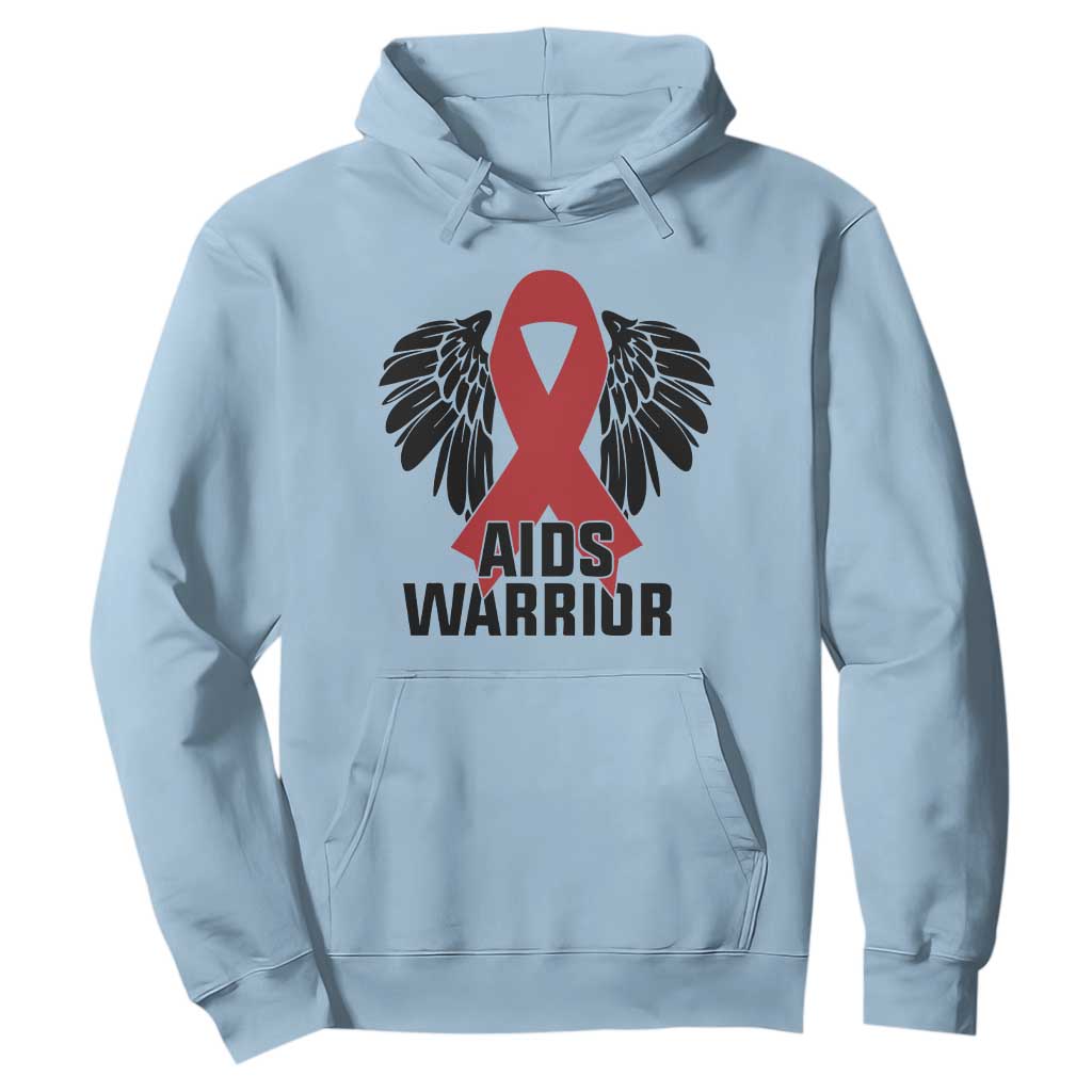 Aids Warrior Hoodie Red Ribbon HIV Awareness Gift TS12 Light Blue Print Your Wear
