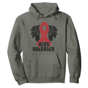 Aids Warrior Hoodie Red Ribbon HIV Awareness Gift TS12 Military Green Print Your Wear