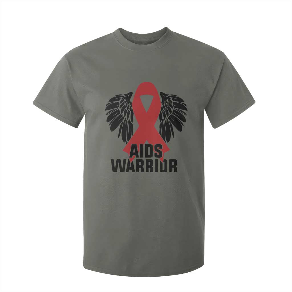 Aids Warrior T Shirt For Kid Red Ribbon HIV Awareness Gift TS12 Military Green Print Your Wear