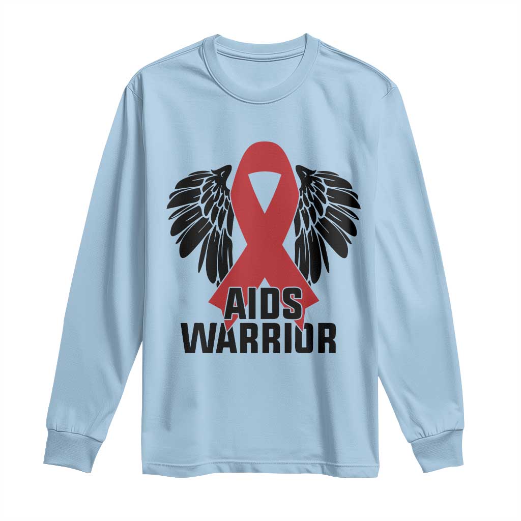 Aids Warrior Long Sleeve Shirt Red Ribbon HIV Awareness Gift TS12 Light Blue Print Your Wear