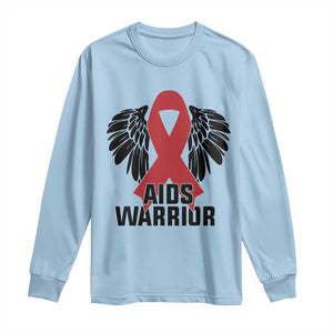 Aids Warrior Long Sleeve Shirt Red Ribbon HIV Awareness Gift TS12 Light Blue Print Your Wear