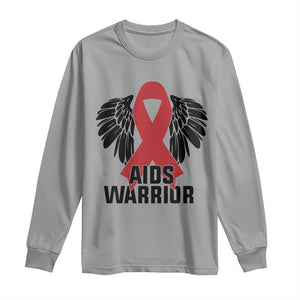 Aids Warrior Long Sleeve Shirt Red Ribbon HIV Awareness Gift TS12 Sport Gray Print Your Wear