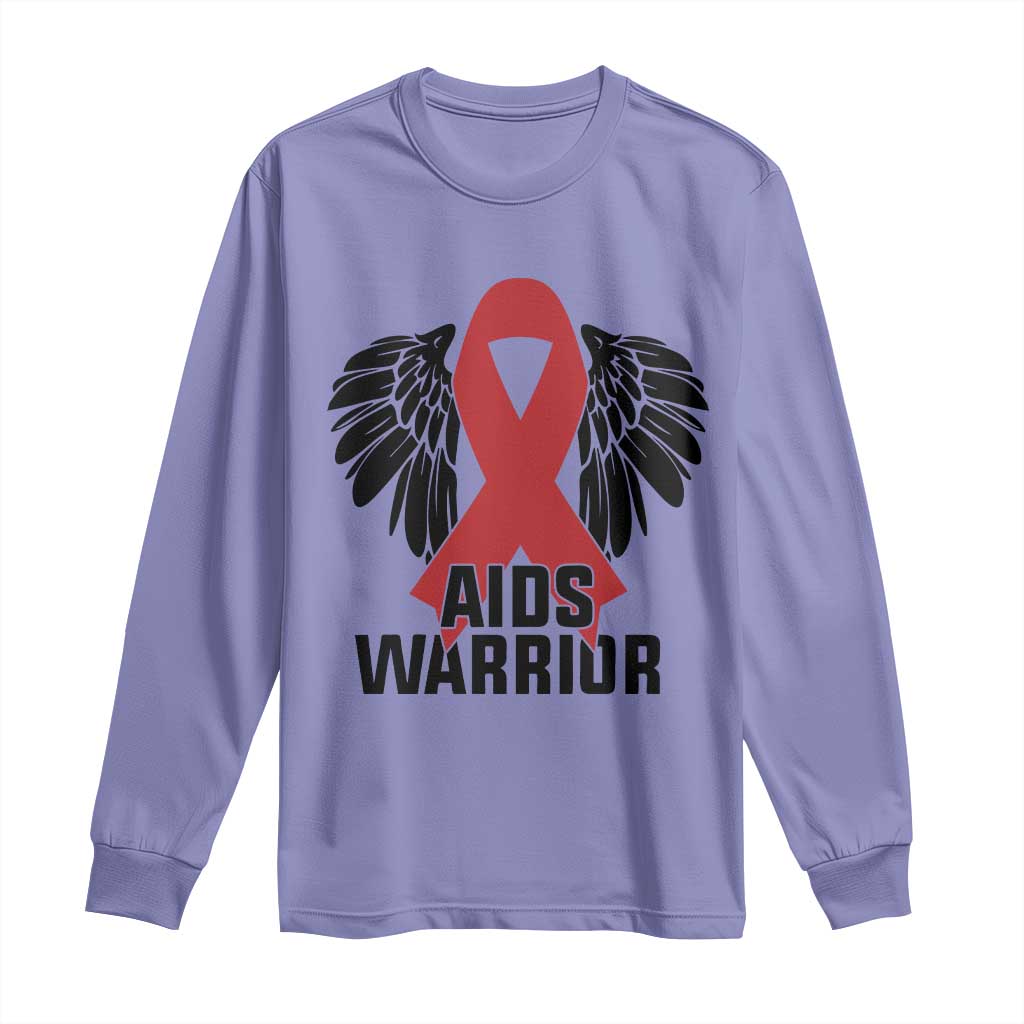 Aids Warrior Long Sleeve Shirt Red Ribbon HIV Awareness Gift TS12 Violet Print Your Wear