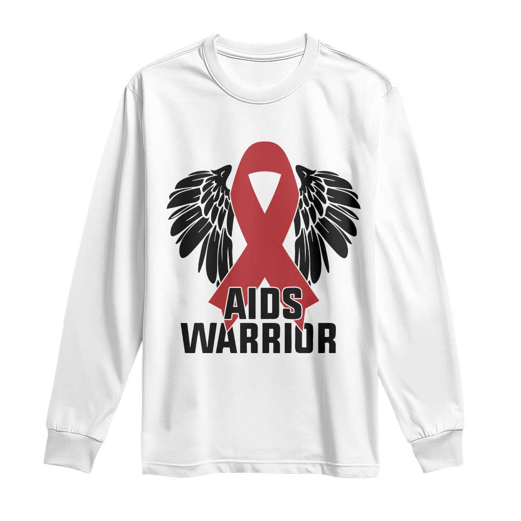 Aids Warrior Long Sleeve Shirt Red Ribbon HIV Awareness Gift TS12 White Print Your Wear