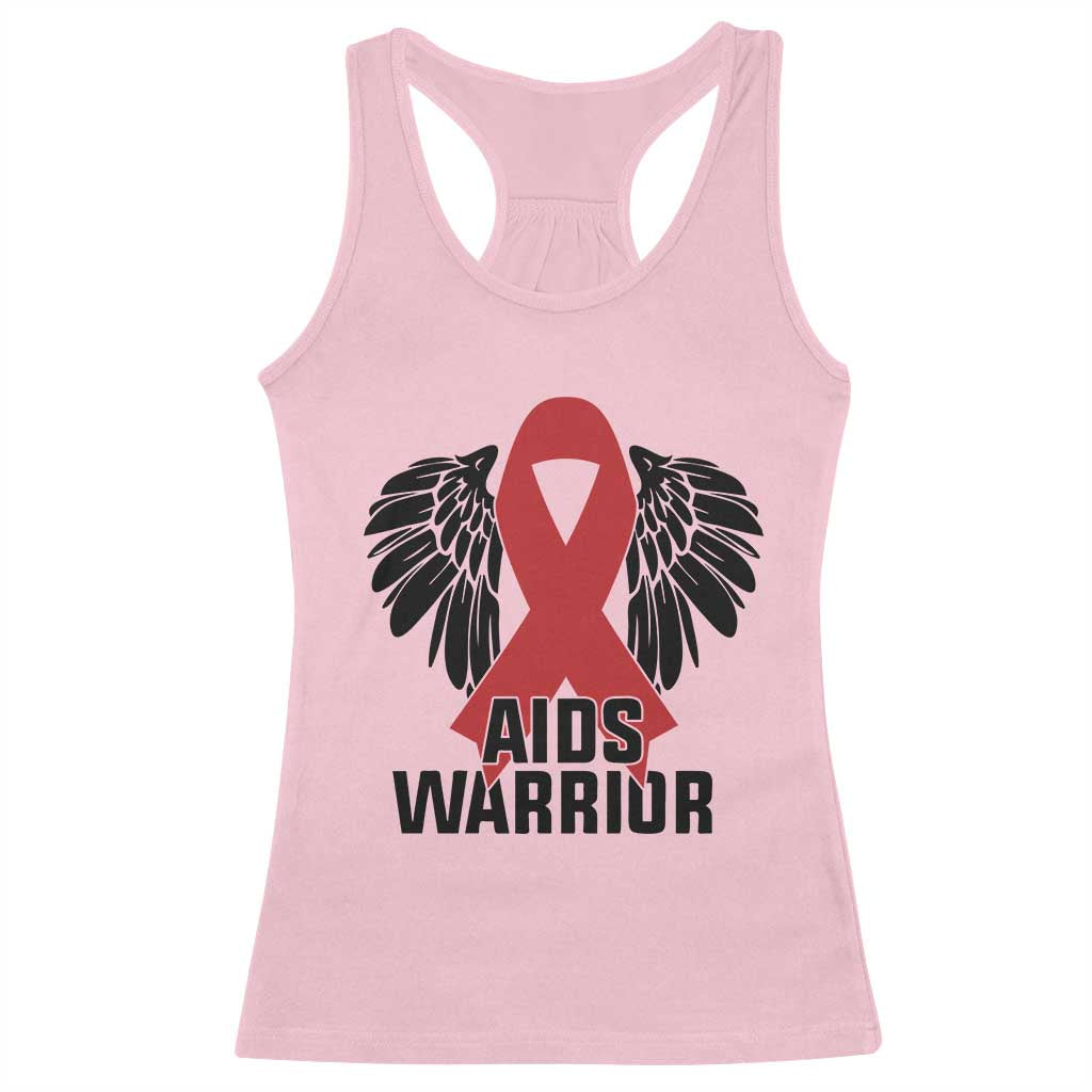 Aids Warrior Racerback Tank Top Red Ribbon HIV Awareness Gift TS12 Light Pink Print Your Wear