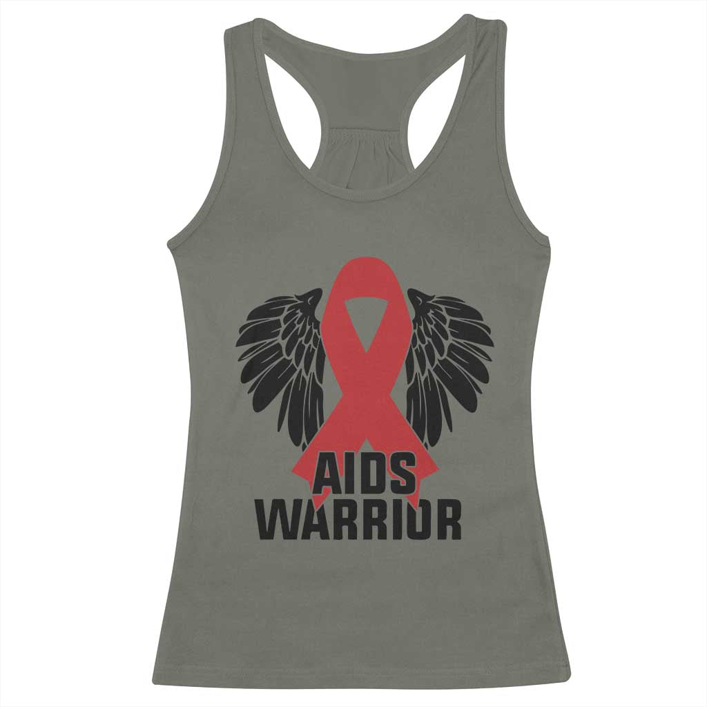 Aids Warrior Racerback Tank Top Red Ribbon HIV Awareness Gift TS12 Military Green Print Your Wear