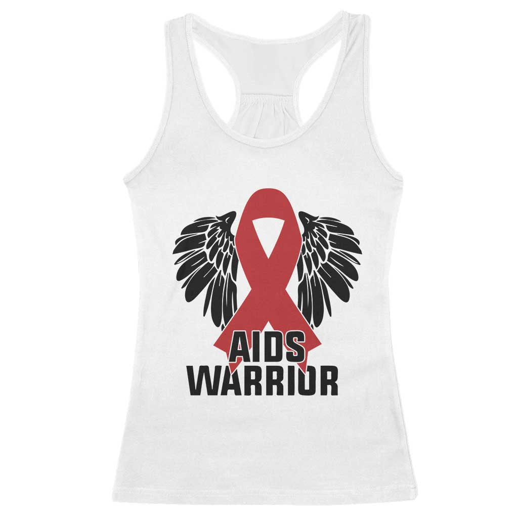 Aids Warrior Racerback Tank Top Red Ribbon HIV Awareness Gift TS12 White Print Your Wear