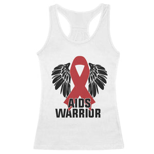 Aids Warrior Racerback Tank Top Red Ribbon HIV Awareness Gift TS12 White Print Your Wear