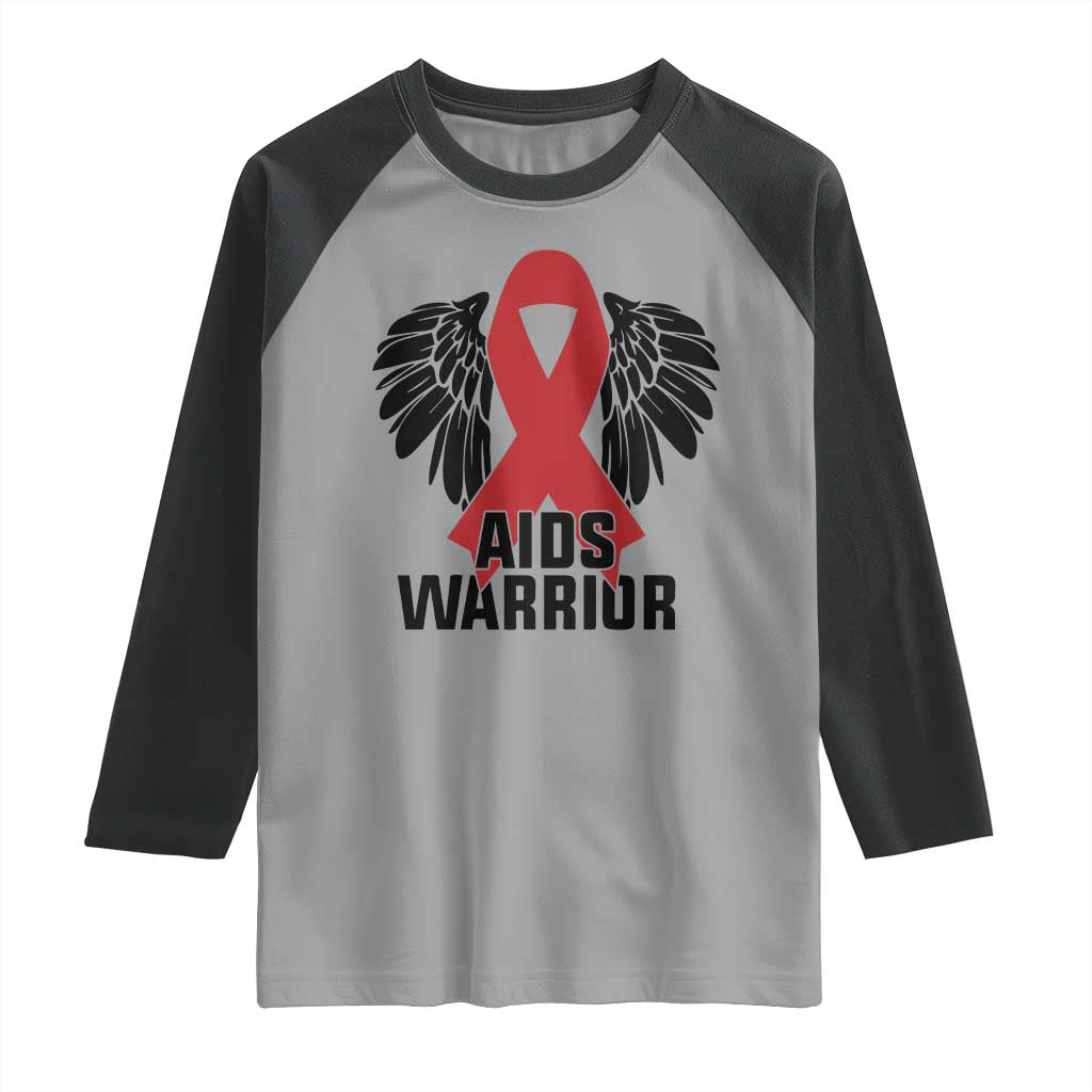 Aids Warrior Raglan Shirt Red Ribbon HIV Awareness Gift TS12 Sport Gray Black Print Your Wear