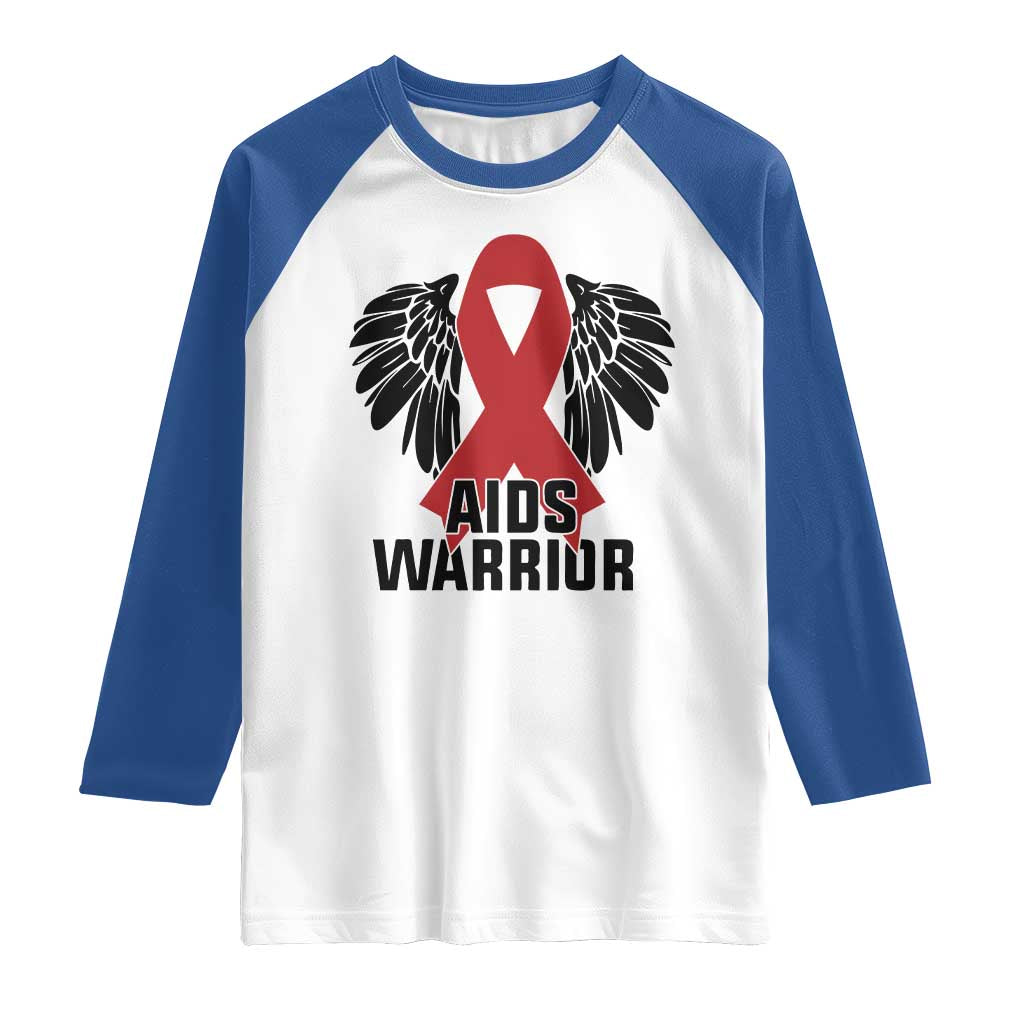 Aids Warrior Raglan Shirt Red Ribbon HIV Awareness Gift TS12 White Royal Print Your Wear
