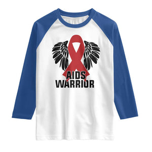 Aids Warrior Raglan Shirt Red Ribbon HIV Awareness Gift TS12 White Royal Print Your Wear