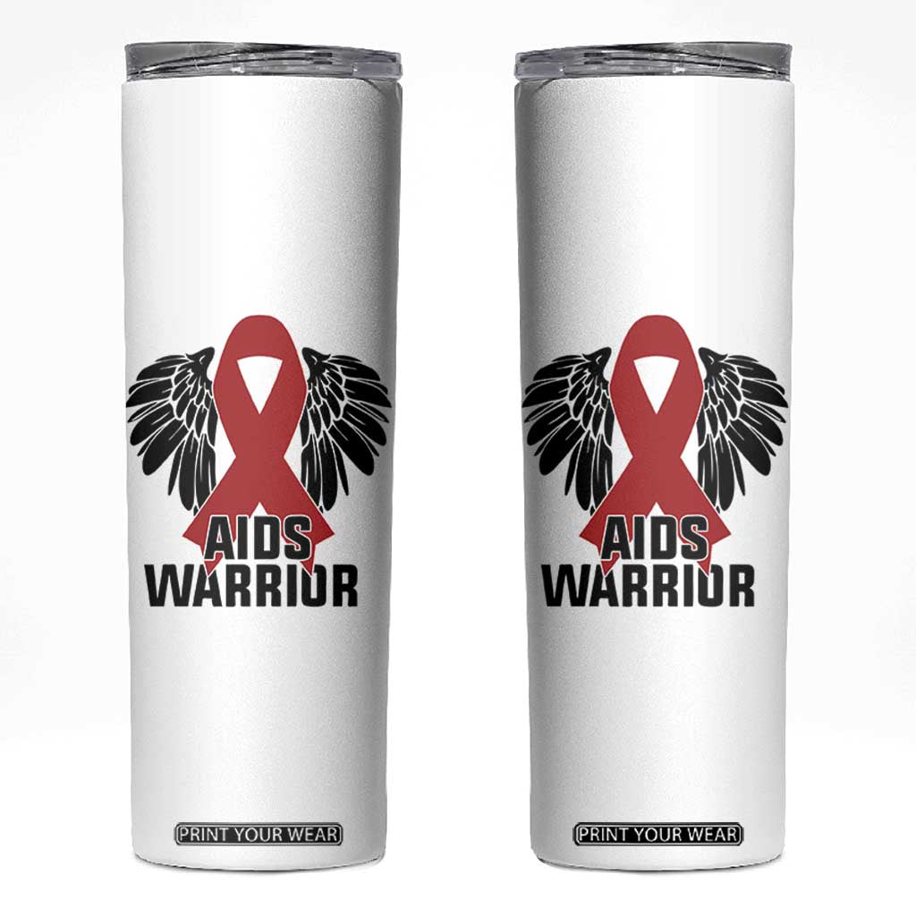 Aids Warrior Skinny Tumbler Red Ribbon HIV Awareness Gift TS12 White Print Your Wear