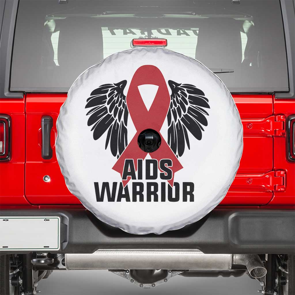 Aids Warrior Spare Tire Cover Red Ribbon HIV Awareness Gift TS12 White Print Your Wear