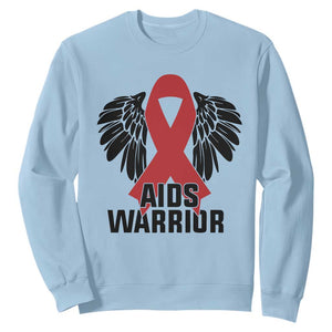 Aids Warrior Sweatshirt Red Ribbon HIV Awareness Gift TS12 Light Blue Print Your Wear