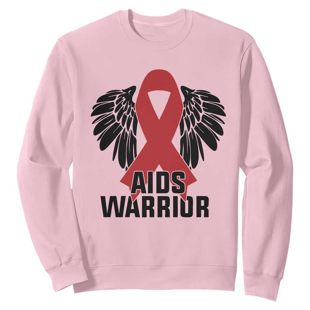 Aids Warrior Sweatshirt Red Ribbon HIV Awareness Gift TS12 Light Pink Print Your Wear