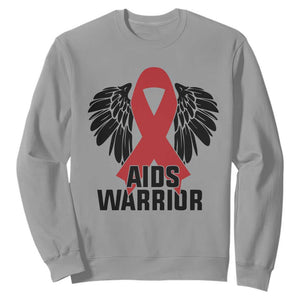 Aids Warrior Sweatshirt Red Ribbon HIV Awareness Gift TS12 Sport Gray Print Your Wear