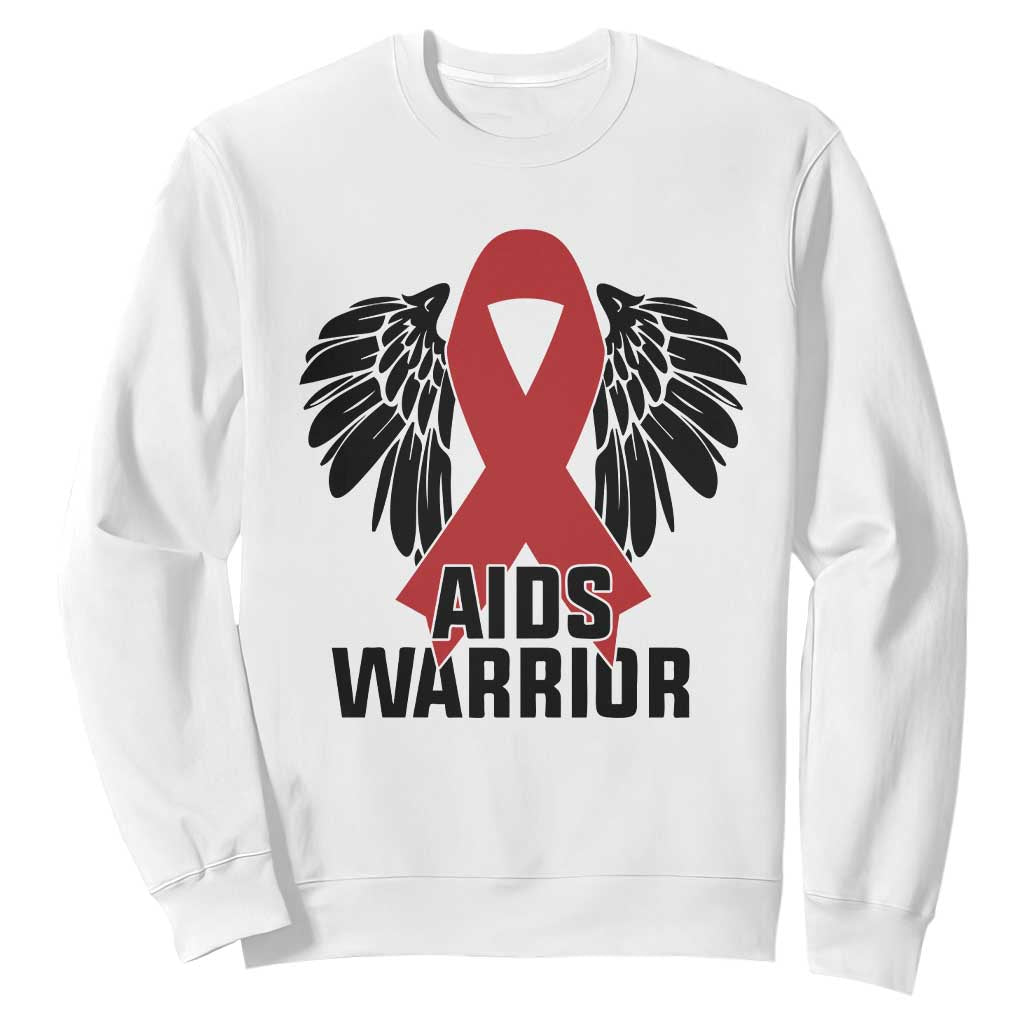 Aids Warrior Sweatshirt Red Ribbon HIV Awareness Gift TS12 White Print Your Wear