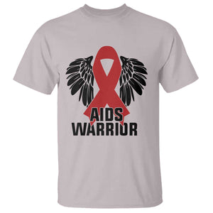 Aids Warrior T Shirt Red Ribbon HIV Awareness Gift TS12 Ice Gray Print Your Wear